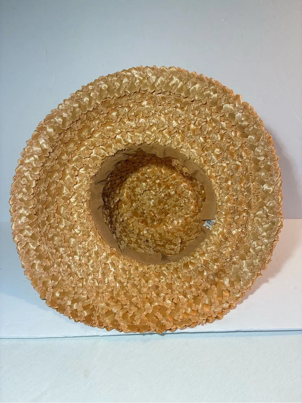 Vintage Straw Sun Hat in Tan with Ribbon - Picture 7 of 7